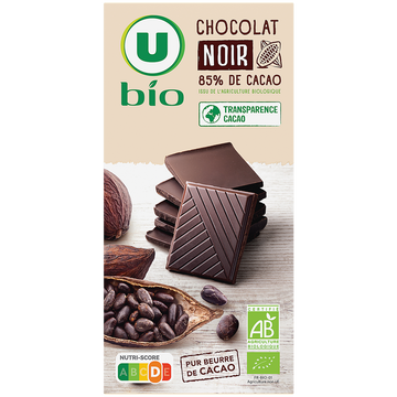 U BIO Chocolat noir 85%  tablette de 100g