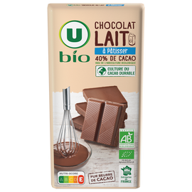 U BIO Chocolat lait à patisser  170g