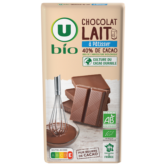 U BIO Chocolat lait à patisser  170g