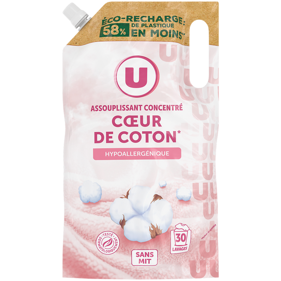 U Adoucissant concentré parfum coeur de coton recharge 750ml