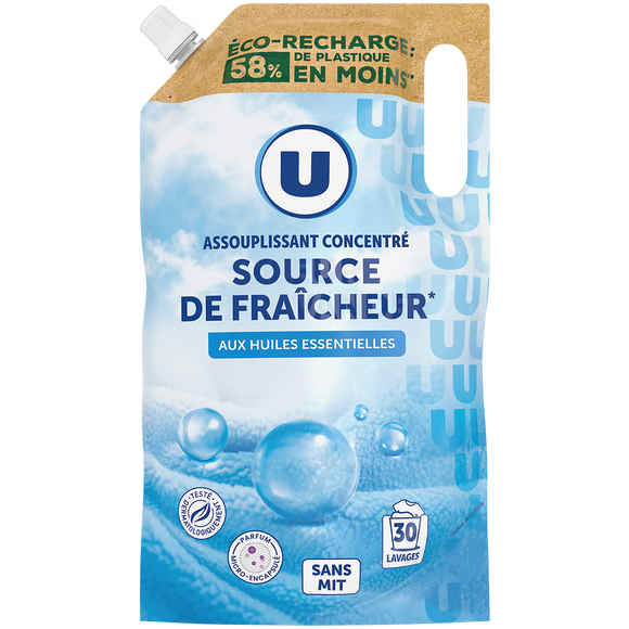 U Adoucissant concentré parfum source de fraîcheur recharge 750ml