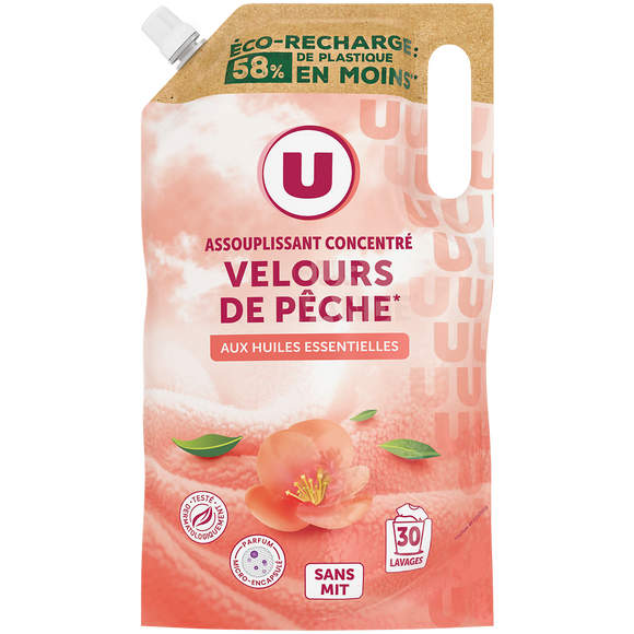 U Adoucissant concentré parfum velours de pêche recharge 750ml