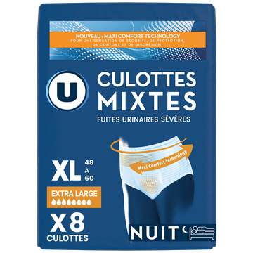 U Culottes incontinence pour adulte nuit - taille XL - x8