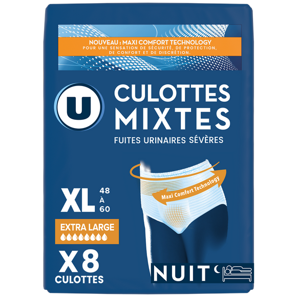 U Culottes incontinence pour adulte nuit - taille XL - x8