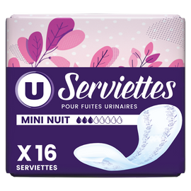 U Serviettes incontinence mini nuit, x16