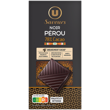 U SAVEURS Chocolat noir 78% cacao Pérou, tablette 100g