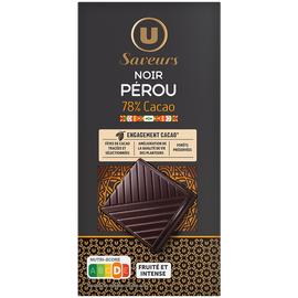 U Chocolat noir 78% cacao Pérou  Tablette de 100g