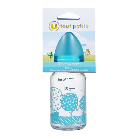 U TOUT PETITS Biberon verre col etroit 120 ml decor