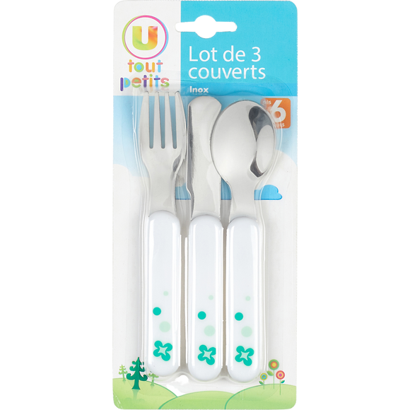U TOUT PETITS Lot de 3 couverts inox decoree