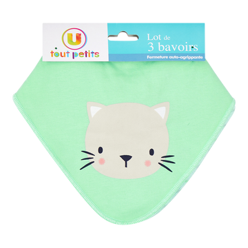 U TOUT PETITS Lot de 3 bavoirs bandana jersey velcro