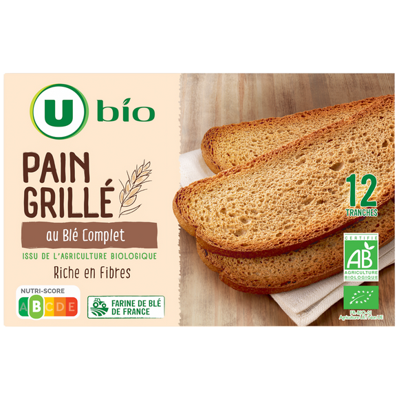 U BIO Pain grillé au blé complet  250g