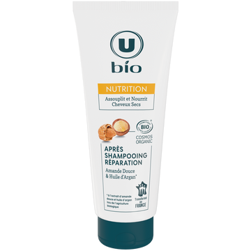 U BIO Après-Shampooing Nutrition Cheveux secs, Amande douce et huile argan -200ml