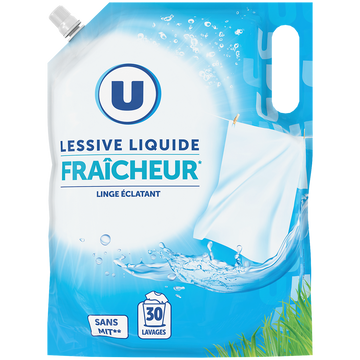U Lessive liquide éco-recharge fraicheur 30 lavages 1,5 litres
