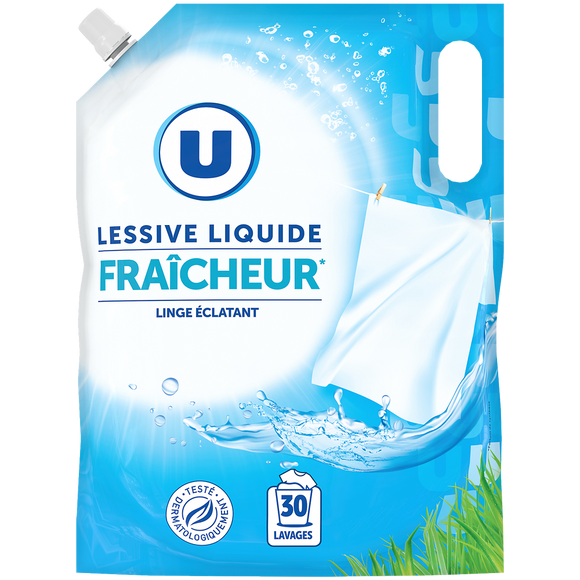 U Lessive liquide - Fraicheur - 30 lavages - RECHARGE - 1.5 l