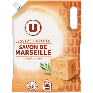 U Lessive liquide éco-recharge savon de marseille 30 lavage 1,5 litres