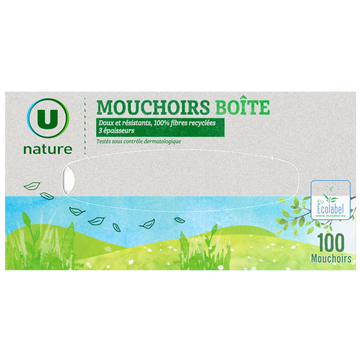 U NATURE Mouchoirs 3 plis  boîte x100