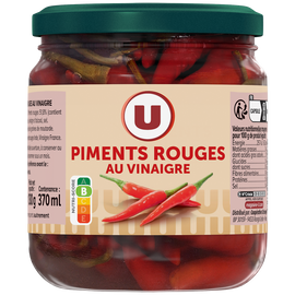 U Piments rouges au vinaigre bocal 27cl 130g