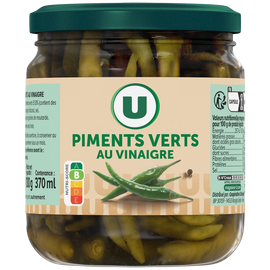 U Piments verts au vinaigre bocal 37cl 130g