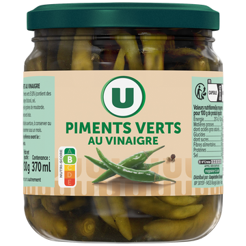 U Piments verts au vinaigre bocal 37cl 130g