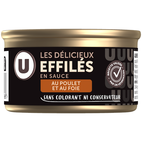 U Barquette pour chat Les délicieux effilés sauce poulet et au foie - 85g