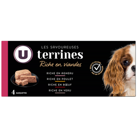 U Aliment pour chien Les savoureuses terrines riche en viandes  4x150g