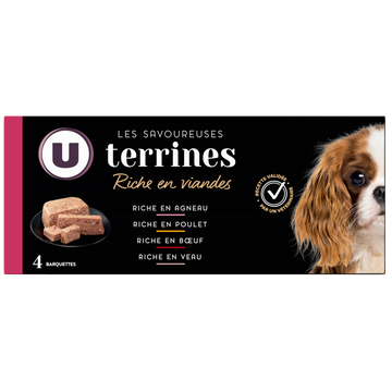 U Aliment pour chien Les savoureuses terrines riche en viandes  4x150g