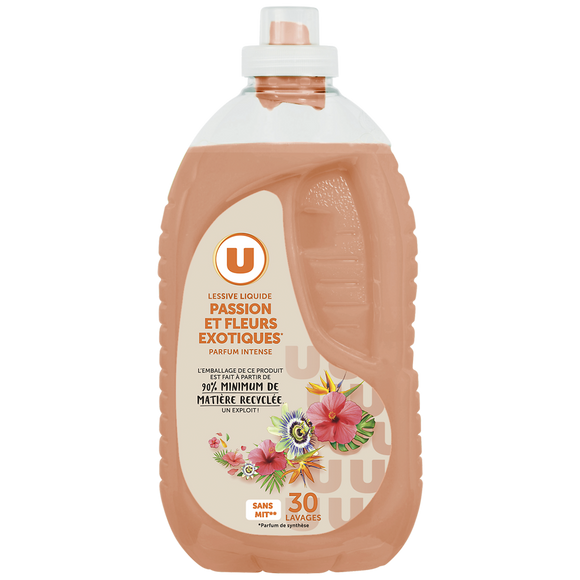 U Lessive liquide parfum passion&fleurs exotiques 30lavages 1,5 litres