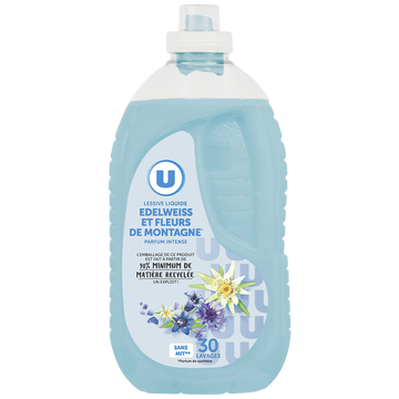 U Lessive liquide parfum edelweiss&fleurs de montagne 30 lavages 1,5litres