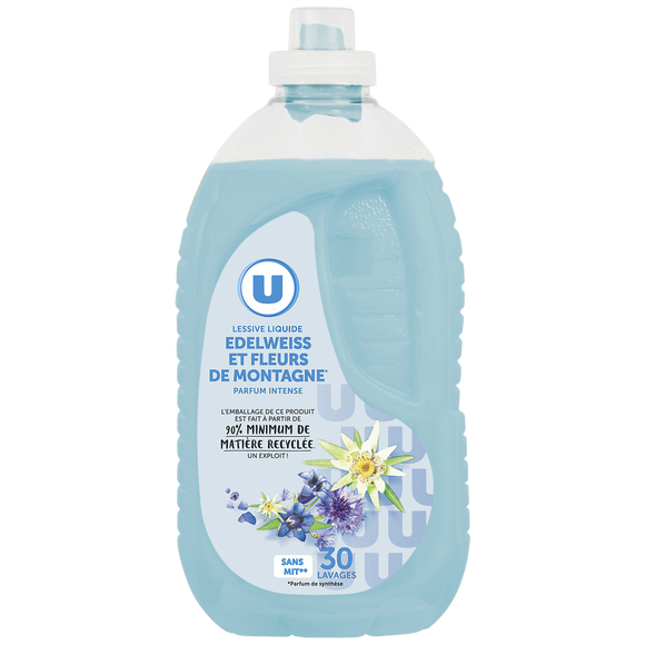 U Lessive liquide parfum edelweiss&fleurs de montagne 30 lavages 1,5litres