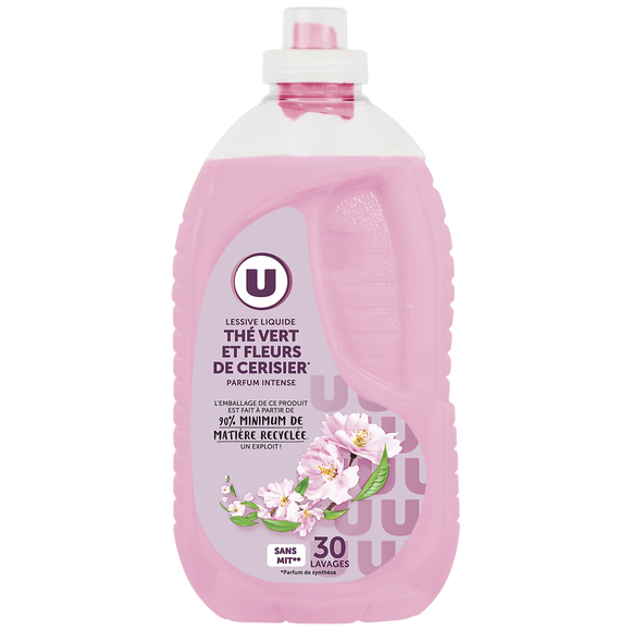 U Lessive liquide parfum thé vert&fleurs de cerisier  30 lavages 1,5L