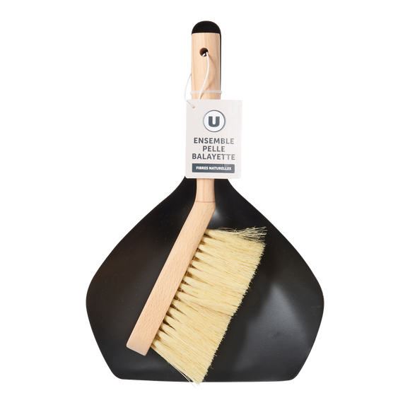 U Pelle en métal + balayette en bois