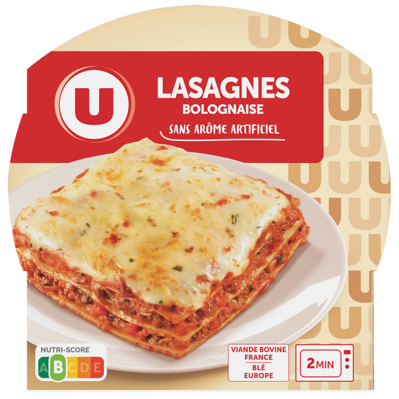 U Plat cuisiné Lasagnes à la bolognaise barquette micro-ondable, 300g