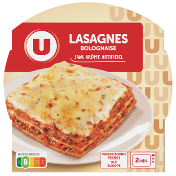 U Lasagnes à la bolognaise  barquette micro-ondable, 300g