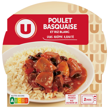 U Poulet basquaise et riz blanc micro-ondable 300g