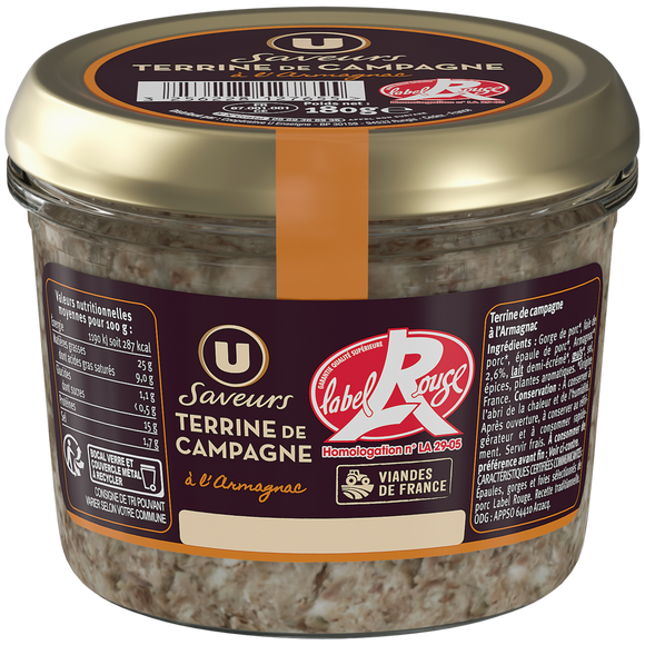 U SAVEURS Terrine de campagne à l'armagnac  180g
