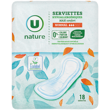 U NATURE Serviettes hygiéniques maxi normal - x18