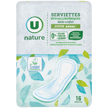 U NATURE Serviettes hygiéniques maxi super - x16