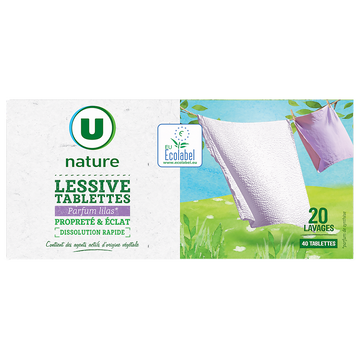 U NATURE Lessive en doses - Lilas - 20 lavages - 1 kg