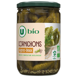 U BIO Cornichons bio aigre doux - Bocal 360g