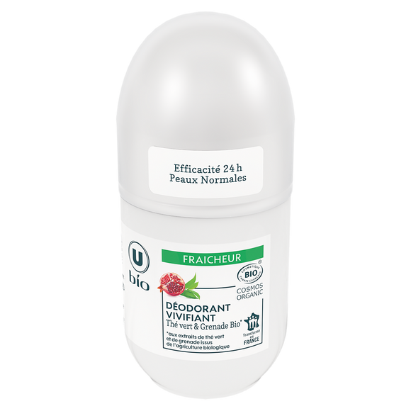 U BIO Déodorant vivifiant thé vert et grenade bille 50ml