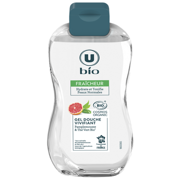 U BIO Gel douche vivifiant pamplemousse et thé vert flacon 250ml
