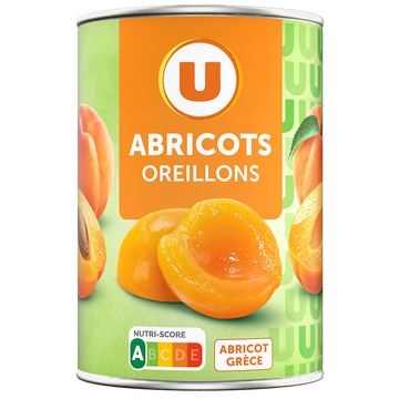 U Abricots au sirop léger, boîte 1/2, 230g