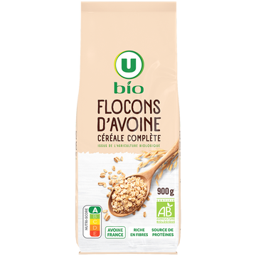 U BIO Flocons d'avoine bio, paquet 900g