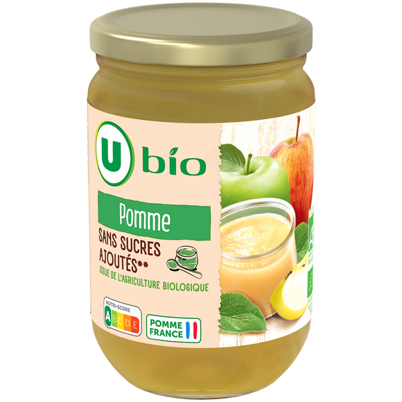 U BIO Purée de pommes sans sucres ajoutés  625g