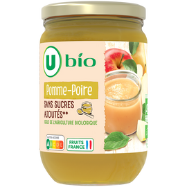 U BIO Purée pomme poire sans sucres ajoutés  625g