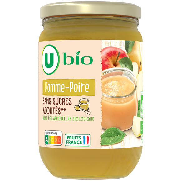 U BIO Purée pomme poire sans sucres ajoutés  625g