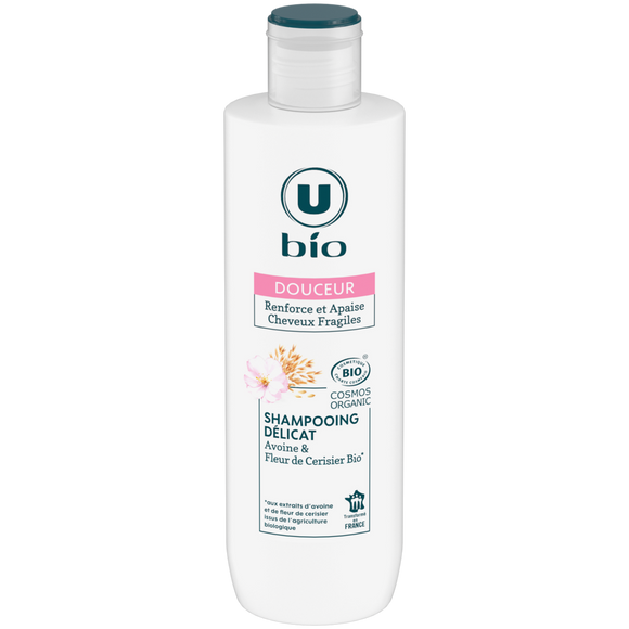 U BIO Shampooing Cheveux fragiles, lait d'avoine et fleur de cerisier - 250ml