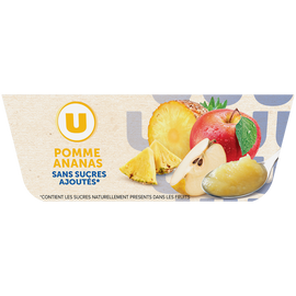 U Dessert fruitier coupelle pomme ananas sans sucre ajouté 4x100g