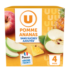U Dessert fruitier coupelle pomme ananas sans sucre ajouté 4x100g