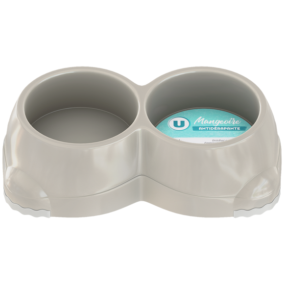 U Mangeoire double antidérapante pour chien 2x645ml 237g